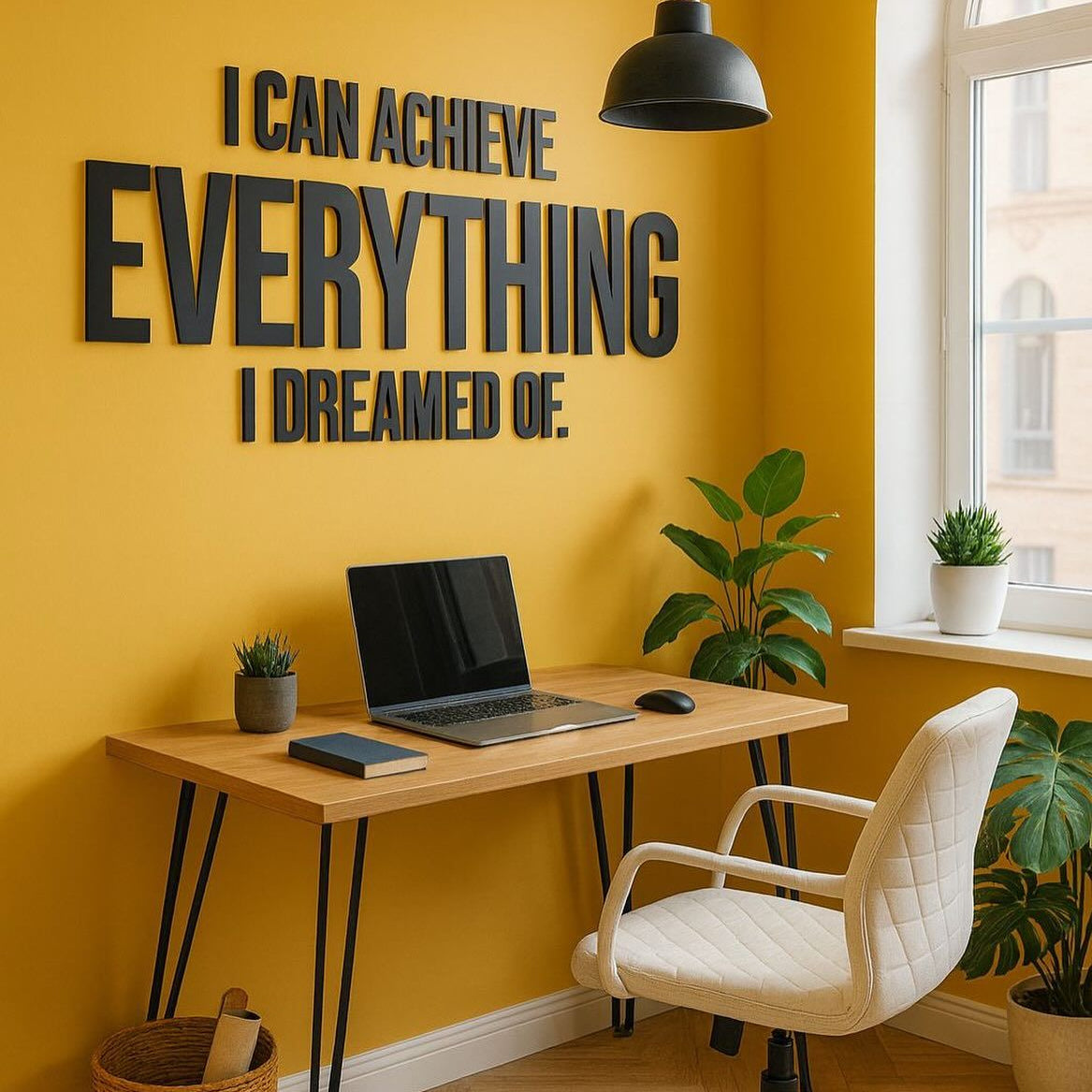 Motivational acrylic wall sign I can achieve everything I dreamed of 3D typography office wall decor

