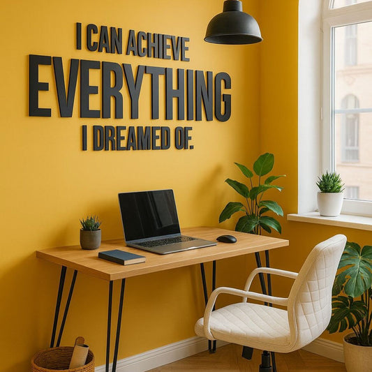 Motivational acrylic wall sign I can achieve everything I dreamed of 3D typography office wall decor
