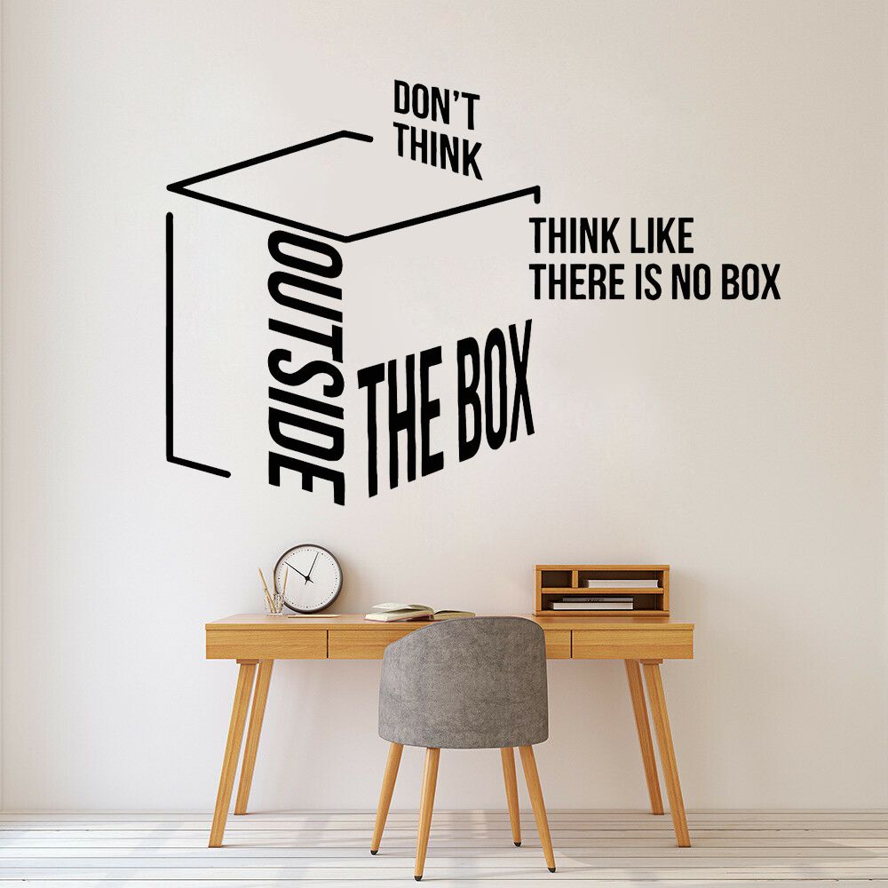 Motivational acrylic wall sign think like there is no box 3D typography office wall decor
