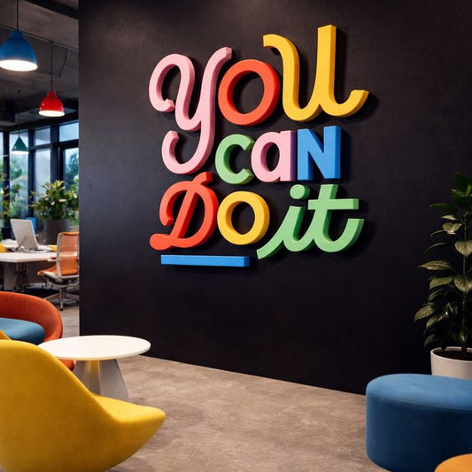 Motivational acrylic wall sign you can do it colorful 3D typography wall decor office interior
