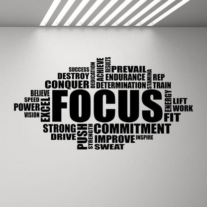 Motivational gym wall sign focus typography acrylic 3D wall decor fitness center interior
