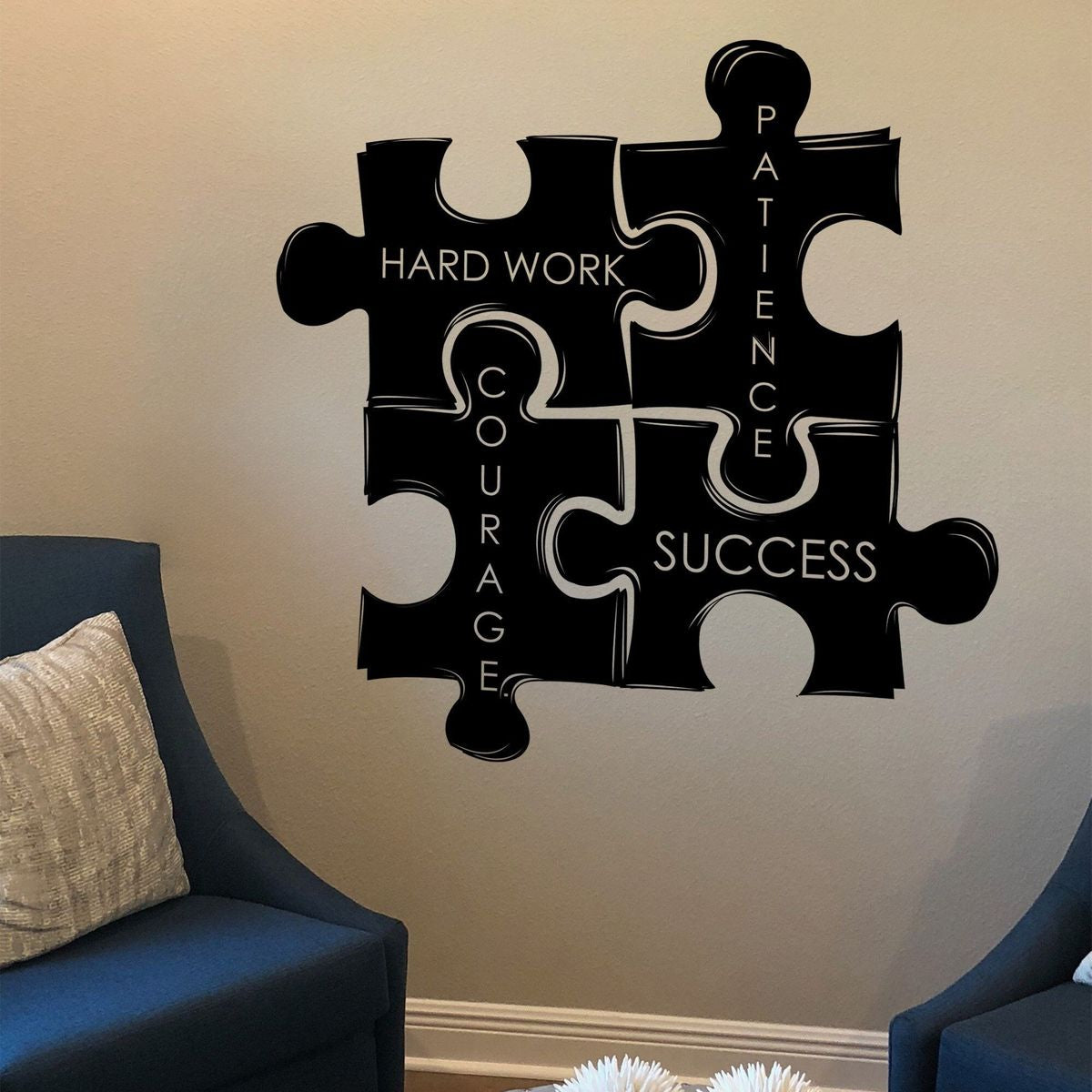Motivational puzzle acrylic wall sign hard work patience courage success 3D wall decor office interior
