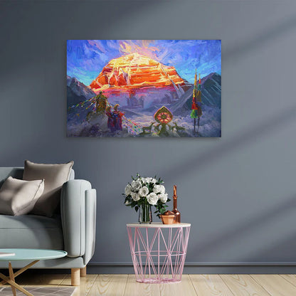 mount kailash canvas painting spiritual himalayan mountain wall decor