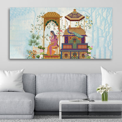 Madhubani Canvas Painting Wall Frame for Living Room Wall Decoration A Queen March