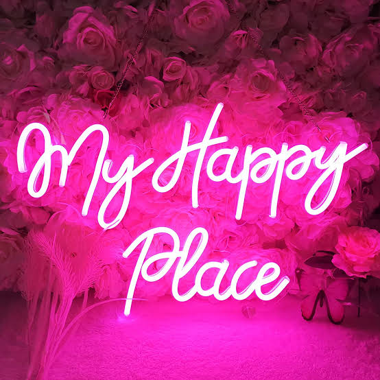 my happy place neon sign board customised aesthetic neon light signs bedroom wall decor custom neon sign