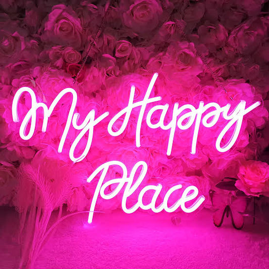 my happy place neon sign board customised aesthetic neon light signs bedroom wall decor custom neon sign