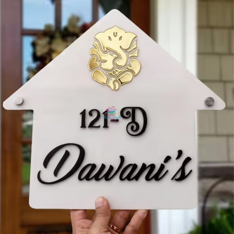 Round Acrylic Couple Name Plate with Buddha Design & Gold Leaf Accents | Premium Personalized Door Sign