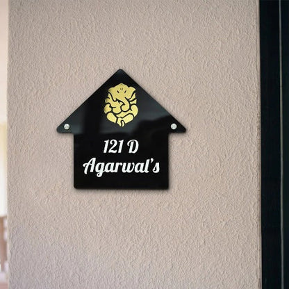 Round Acrylic Couple Name Plate with Buddha Design & Gold Leaf Accents | Premium Personalized Door Sign