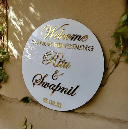 Acrylic Om Name Plate with Gold Lettering | Premium Customized Home Door Name Sign with Address Details