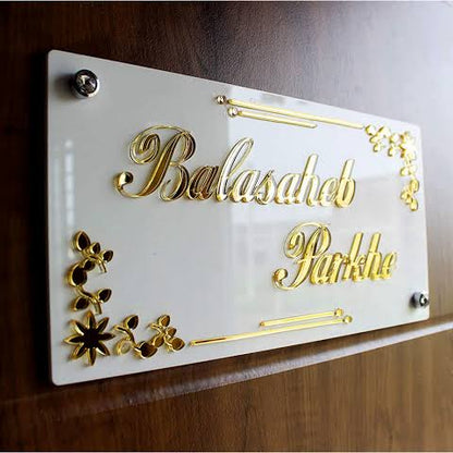 Round Acrylic Couple Name Plate with Buddha Design | Premium Personalized Home Door Name Sign
