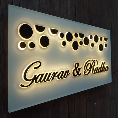 LED Backlit Acrylic House Address Sign Board | Modern Illuminated Door Number & Street Name Plate