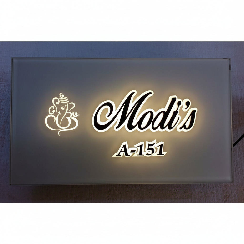 Warm White LED Acrylic Couple Name Plate with Backlit Design | Premium Personalized Illuminated Home Sign