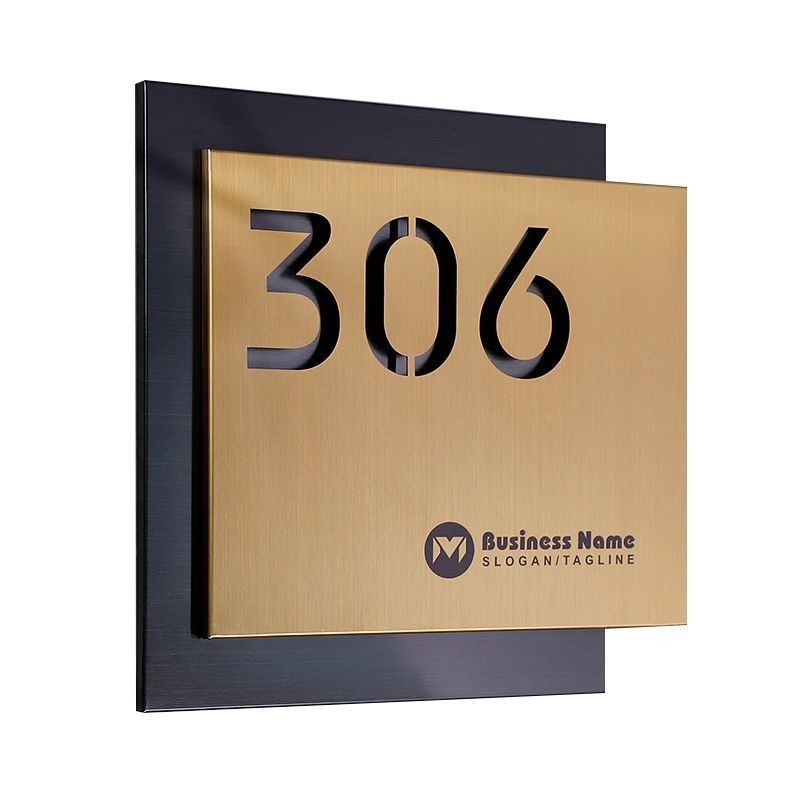Premium Wooden Finish Acrylic House Number Name Plate with Cut-Out Design | Modern Address Sign with Dual Layer Panel