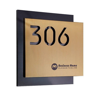 Premium Wooden Finish Acrylic House Number Name Plate with Cut-Out Design | Modern Address Sign with Dual Layer Panel