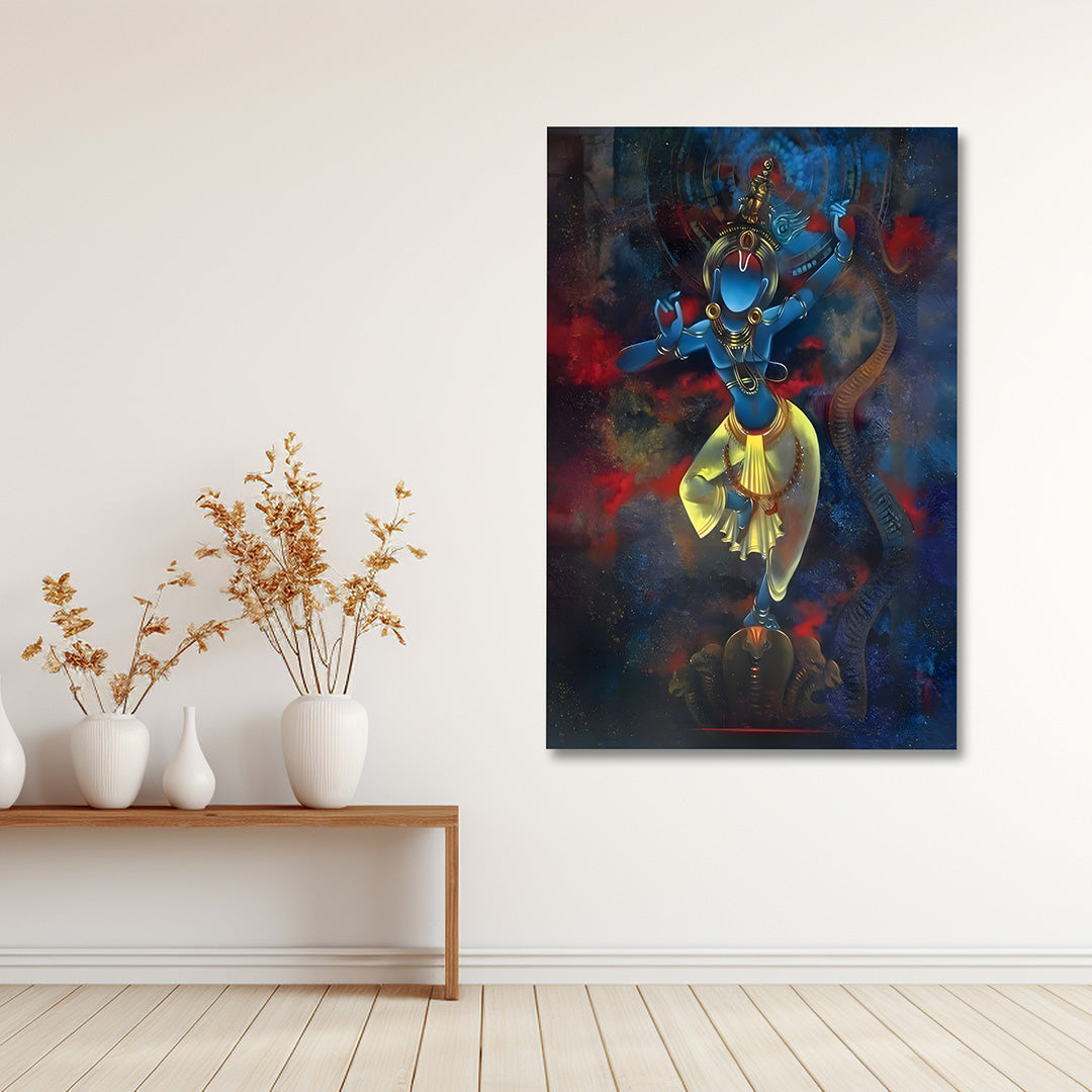 Nataraja Shiva cosmic dance canvas painting frame vertical wall decor for living room