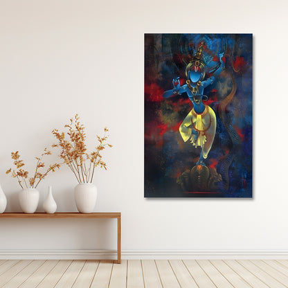 Nataraja Shiva cosmic dance canvas painting frame vertical wall decor for living room