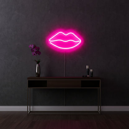 pink neon lips sign board aesthetic neon light wall decor