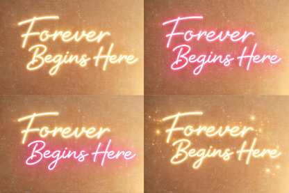 Forever Begins Here Neon Sign for Wedding, Home, Bedroom and Romantic Event Decor