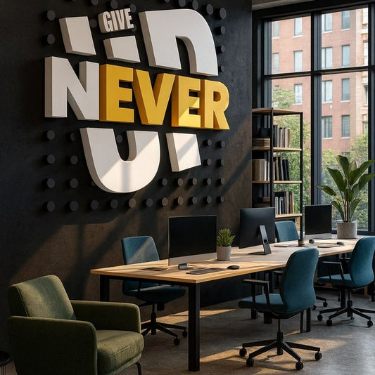Never Give Up 3D wall sign motivational office wall decor
