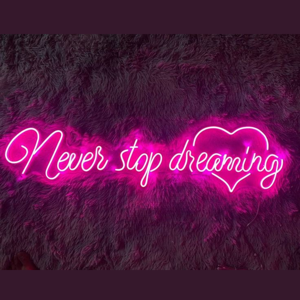 Never Stop Dreaming neon sign board customised pink neon light for bedroom wall decor