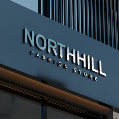 NorthHill fashion store 3D acrylic LED sign board exterior retail shop branding signage