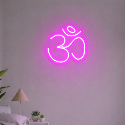 Om Neon Sign Board Pink LED Neon Light for Meditation Room Wall