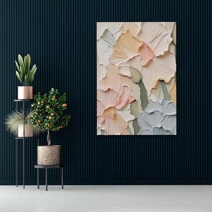pastel floral abstract wall painting textured canvas art for living room decor
