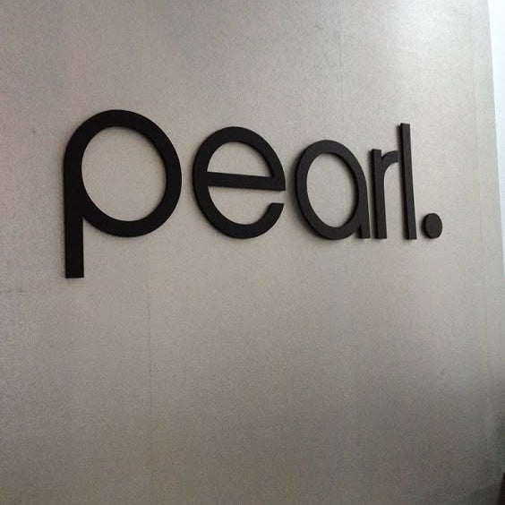 pearl matte black acrylic 3d letter sign minimalist wall logo signage office interior