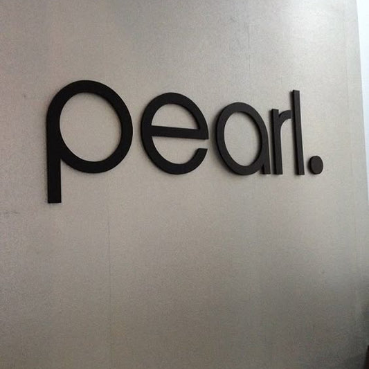 pearl matte black acrylic 3d letter sign minimalist wall logo signage office interior