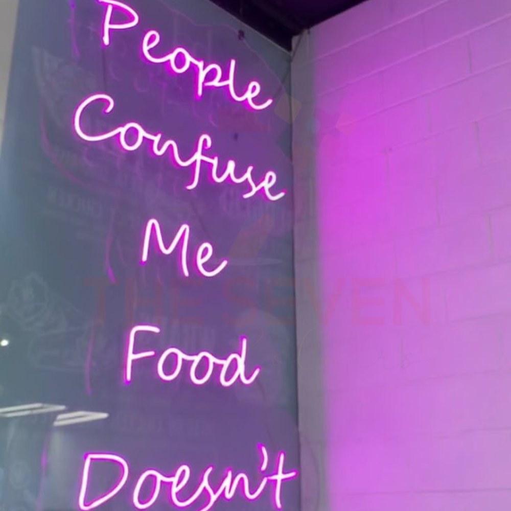 People Confuse Me Food Doesn’t neon sign board customised pink neon light for cafe wall decor