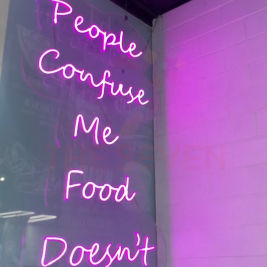 People Confuse Me Food Doesn’t neon sign board customised pink neon light for cafe wall decor