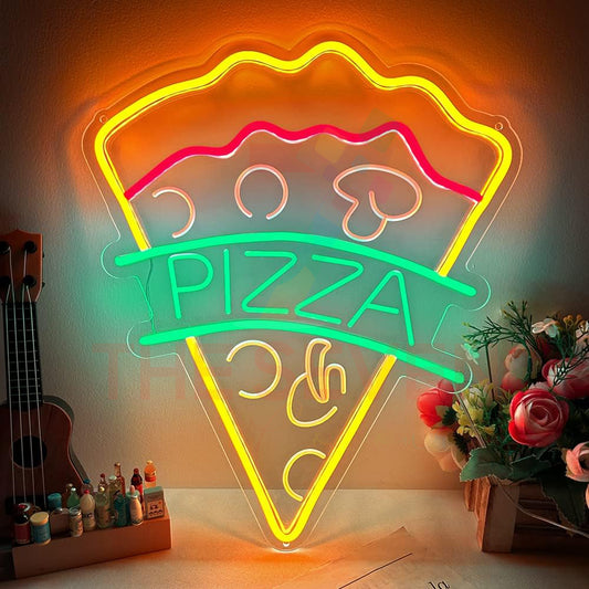 Pizza Neon Sign Board LED Pizza Slice Neon Light Wall Decor