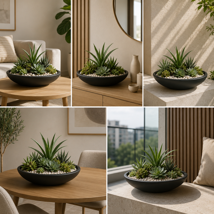 Modern Black Bowl Planter for Luxury Indoor & Outdoor Decor