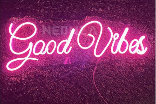 Neon Light Sign Good Vibes Word | Custom Neon Sign Custom Neon Sign | Customized Neon Light Wall Decor Gifting