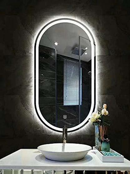 premium oval LED wall mirror with double border lighting contemporary bathroom décor