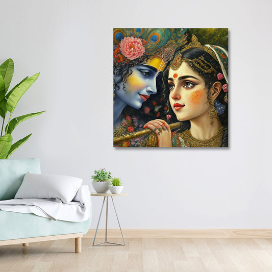 radha krishna closeup canvas painting frame wall decor for living room