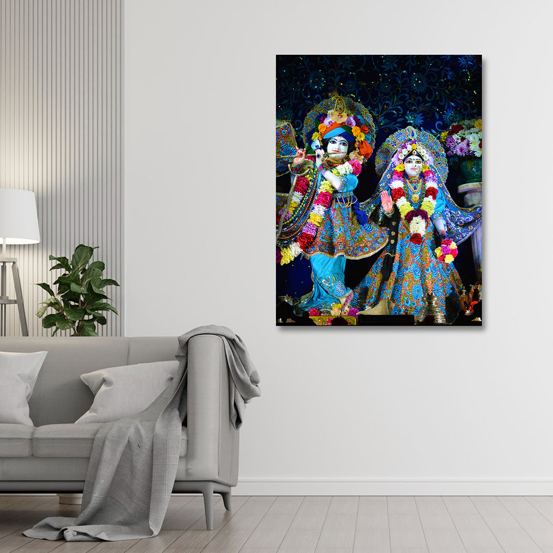 radha krishna idol style canvas painting frame wall decor for living room