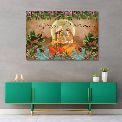 radha krishna love canvas painting frame wall decor for living room