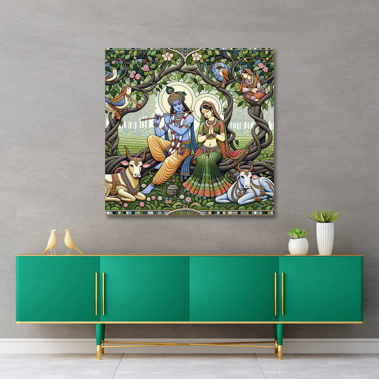 radha krishna tree canvas painting frame wall decor for living room