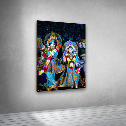 radha krishna temple idol canvas wall art painting frame spiritual decor