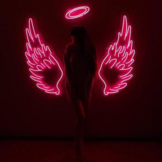 Red angel wings neon sign board customised neon light for photography wall decor