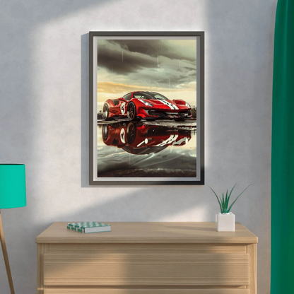 red sports car canvas painting frame supercar wall decor for living room modern automotive art