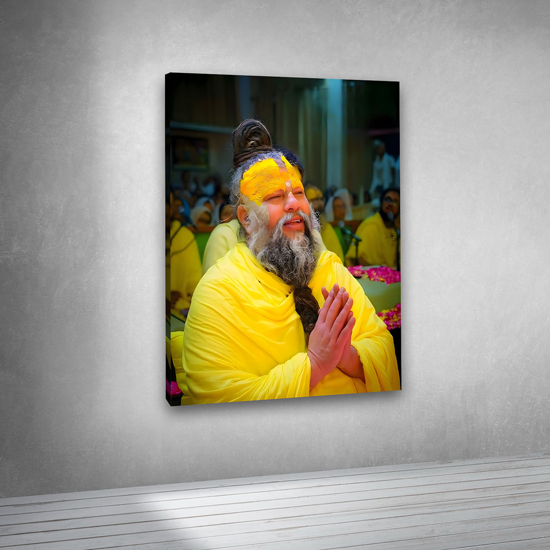 religious guru canvas painting frame praying pose wall art for living room