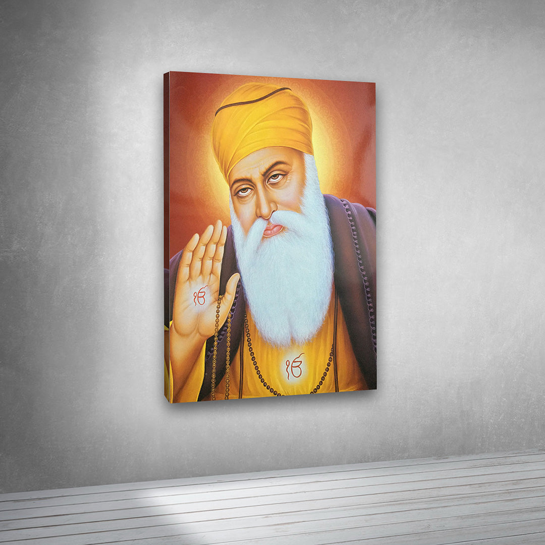 religious guru nanak canvas painting frame blessing pose wall art for living room