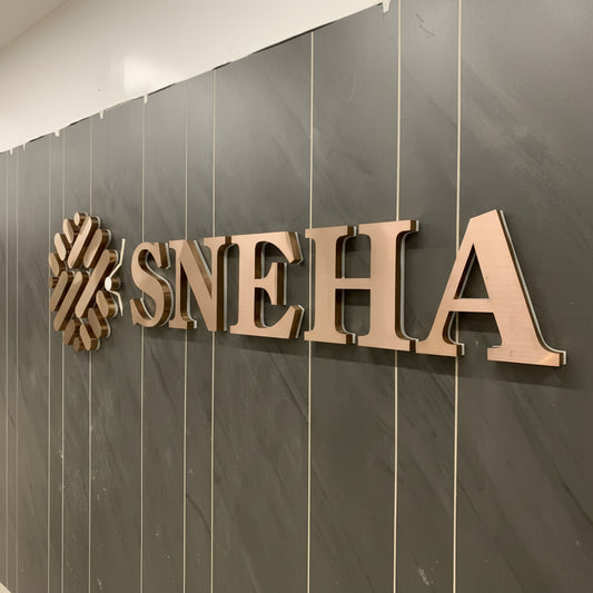 rose gold stainless steel 3D letter sign brushed metal logo signage for office reception decor