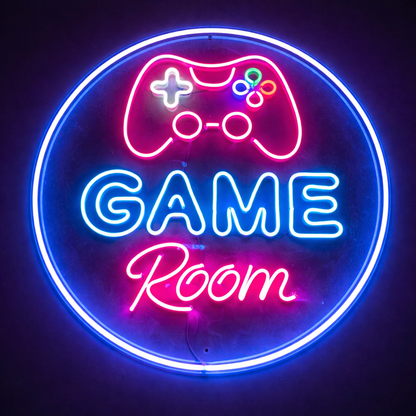 Round Game Room neon sign board neon light name plate controller LED wall décor