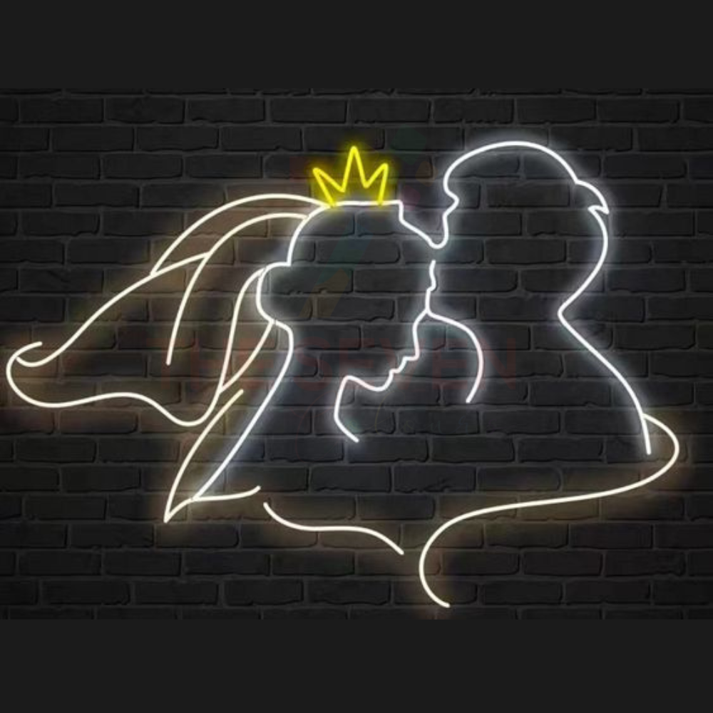 Royal couple neon sign board bride groom neon light wedding wall decor