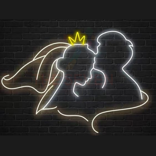 Royal couple neon sign board bride groom neon light wedding wall decor