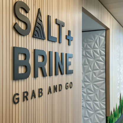 Salt and Brine 3D acrylic letter sign modern wall logo signage cafe restaurant interior