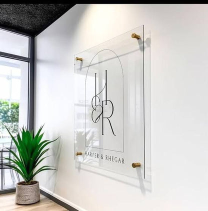 Custom Acrylic Name Plate with Gold Finish | Modern Circular Door Name Sign | Personalized House & Office Name Board